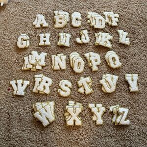 Gold and White Chenille Letter Patches